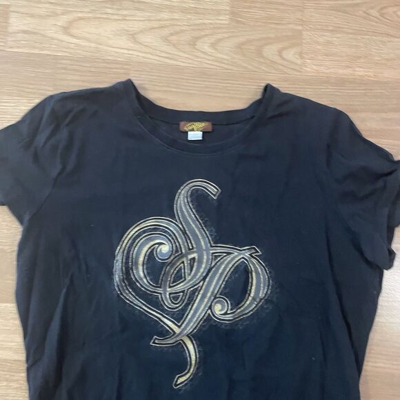 Vintage SouthPole T Shirt Women’s 1x Black Spell Out Short Sleeve Y2K - Picture 4 of 6